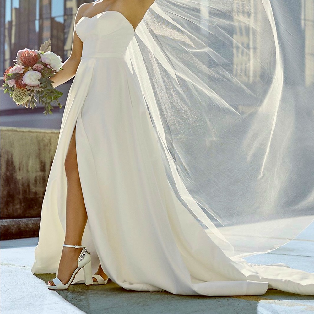 Strapless Satin Wedding Dress with Skirt Slit